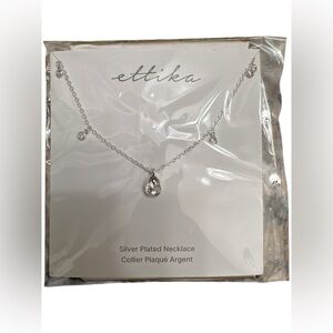 Ettika Silver Plated Dripping In Crystals Teardrop Necklace NWT